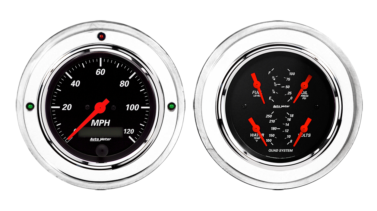 1952-1955 Buick Aluminum Gauge Panels w/ Auto Meter Designer Black Gauges