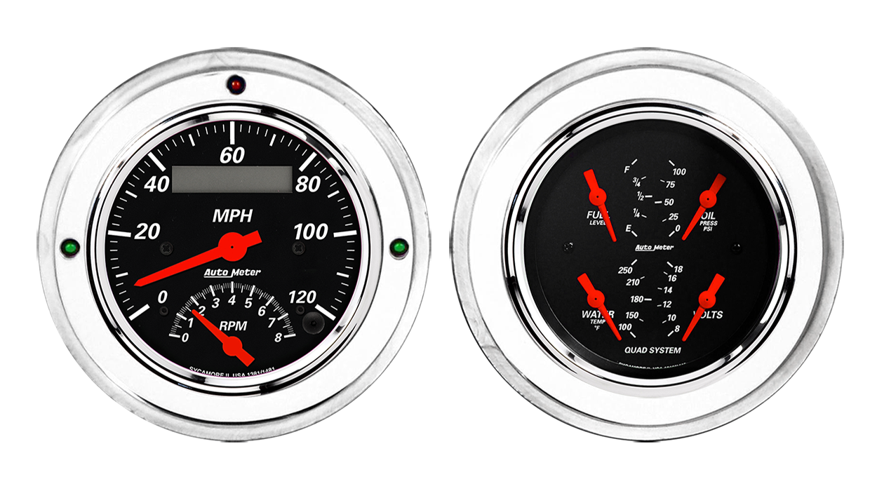 1952-1955 Buick Aluminum Gauge Panels w/ Auto Meter Designer Black Gauges