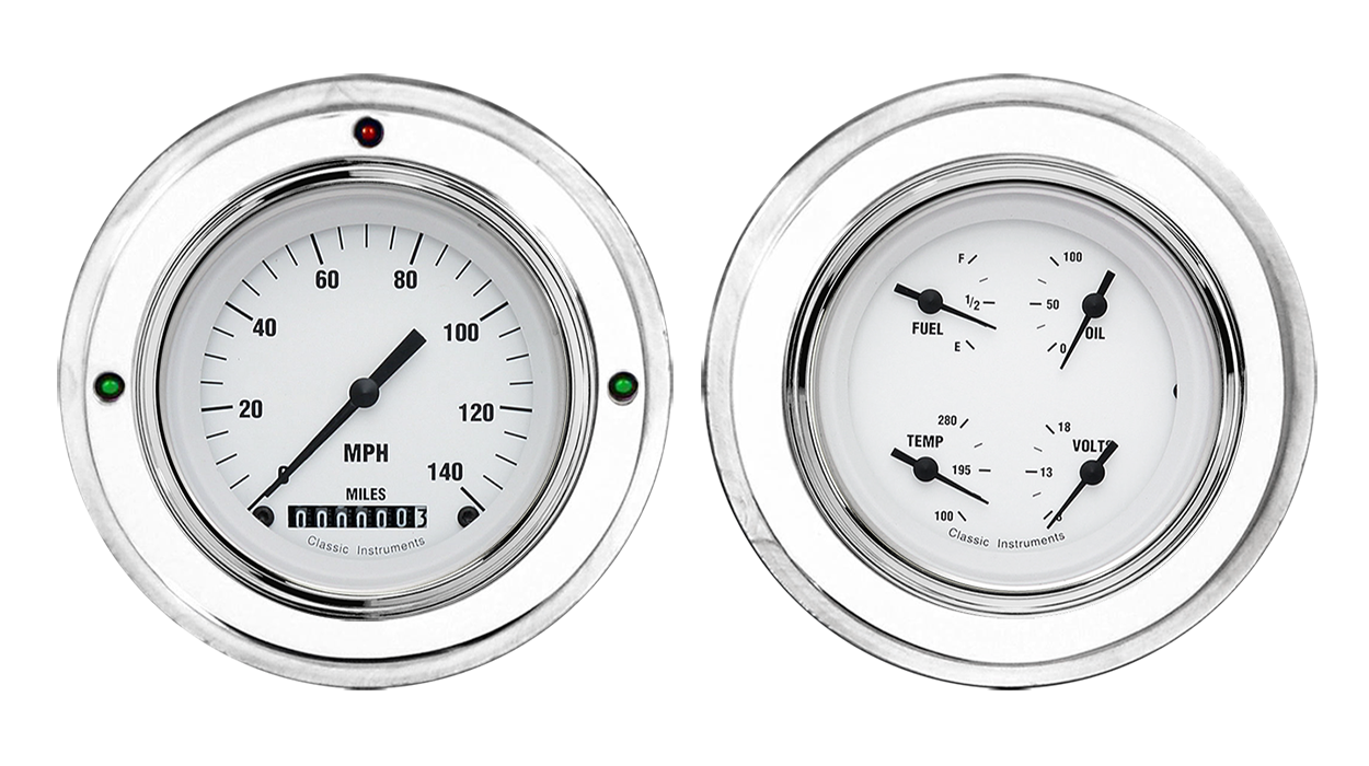 1952-1955 Buick Aluminum Gauge Panels w/ Classic Instruments White Hot Gauges