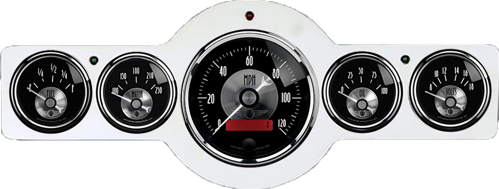 1941-1948 Pontiac Aluminum 5 Gauge Panel w/ Auto Meter Prestige Series