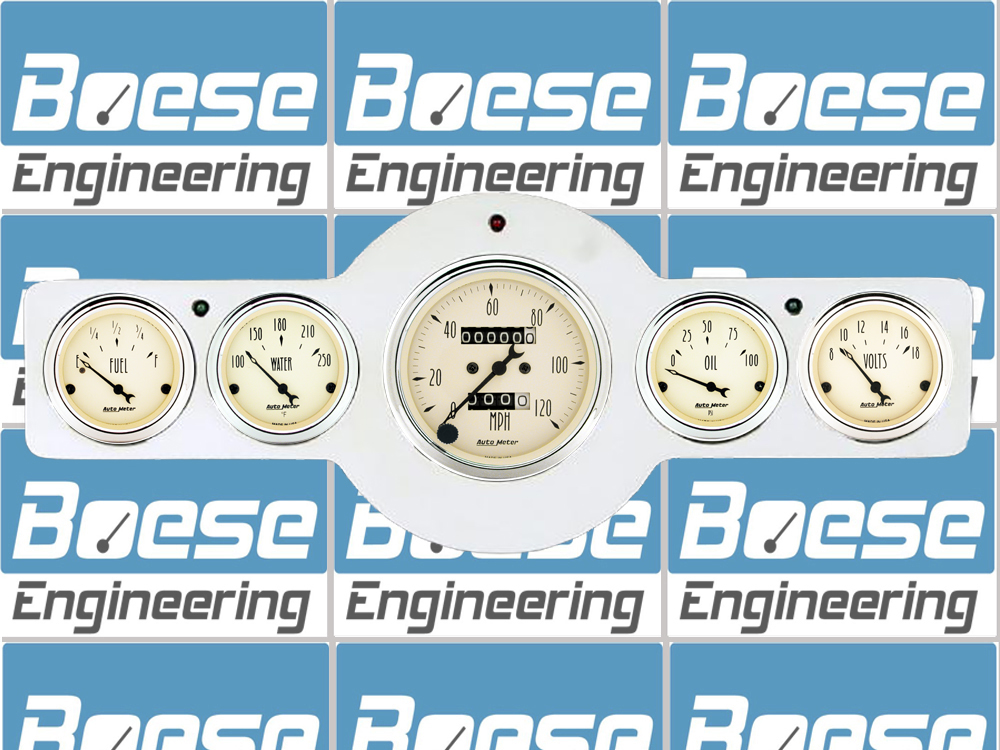 1941-1948 Pontiac Car Billet Aluminum Gauge Panel w/ Auto Meter Street Rod series gauges - Image 2