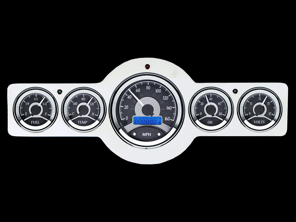 1941-1948 Pontiac Aluminum Gauge Panel w/ Dakota Digital VHX-1050 Black Alloy Gauges - Image 3