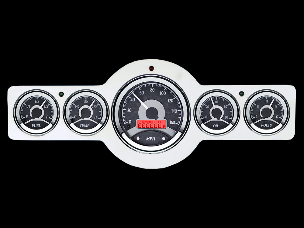 1941-1948 Pontiac Aluminum Gauge Panel w/ Dakota Digital VHX-1050 Black Alloy Gauges - Image 5