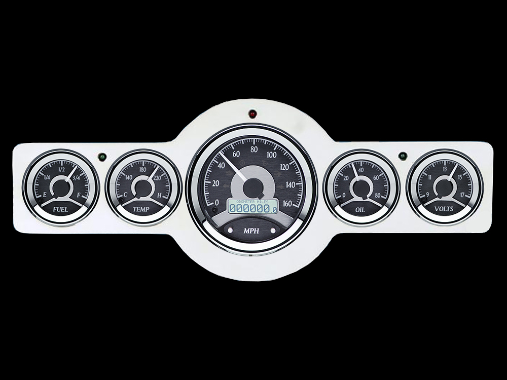 1941-1948 Pontiac Aluminum Gauge Panel w/ Dakota Digital VHX-1050 Black Alloy Gauges