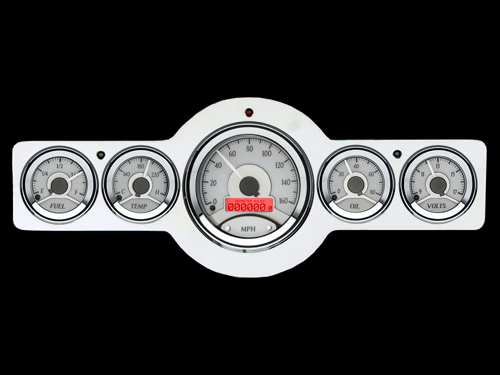 1941-1948 Pontiac Aluminum Gauge Panel w/ Dakota Digital VHX-1050 Silver Alloy Gauges - Image 5