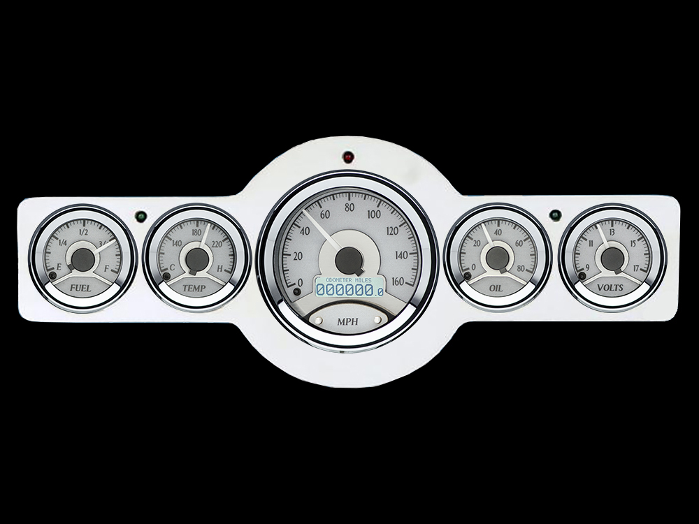 1941-1948 Pontiac Aluminum Gauge Panel w/ Dakota Digital VHX-1050 Silver Alloy Gauges - Image 3