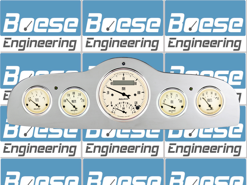 1949-1952 Pontiac Aluminum Gauge Panel w/ Auto Meter Street Rod Series Gauges (Speedo/Tach)