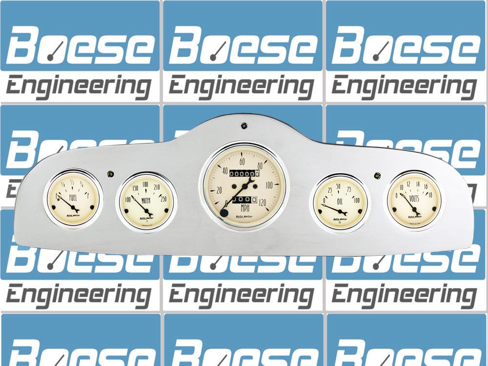 1949-1952 Pontiac Car Billet Aluminum Gauge Panel w/ Auto Meter Street Rod series gauges - Image 3