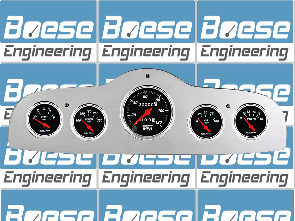 1949-1952 Pontiac Car Billet Aluminum Gauge Panel w/ Auto Meter Street Rod series gauges