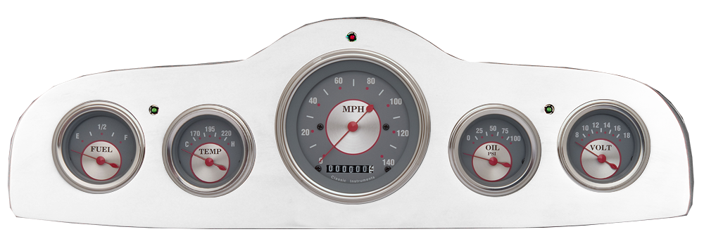 1949-1952 Pontiac Aluminum 5 Gauge Panel w/ Classic Instruments Gauges