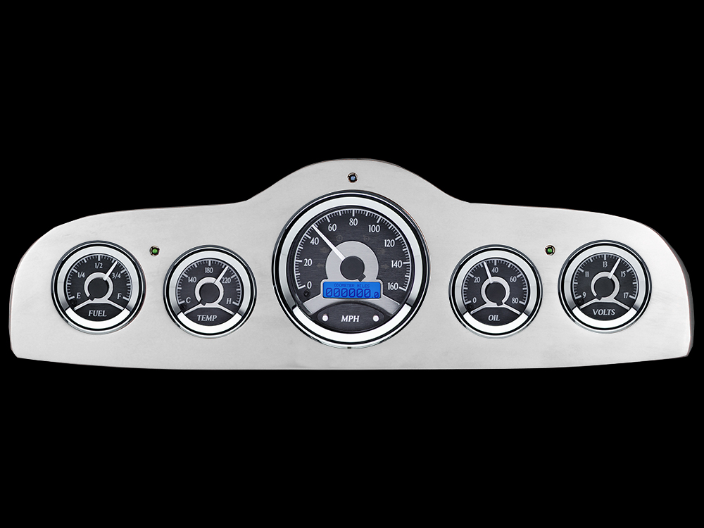1949-1952 Pontiac Aluminum Gauge Panel w/ Dakota Digital VHX-1050 Black Alloy Gauges - Image 3