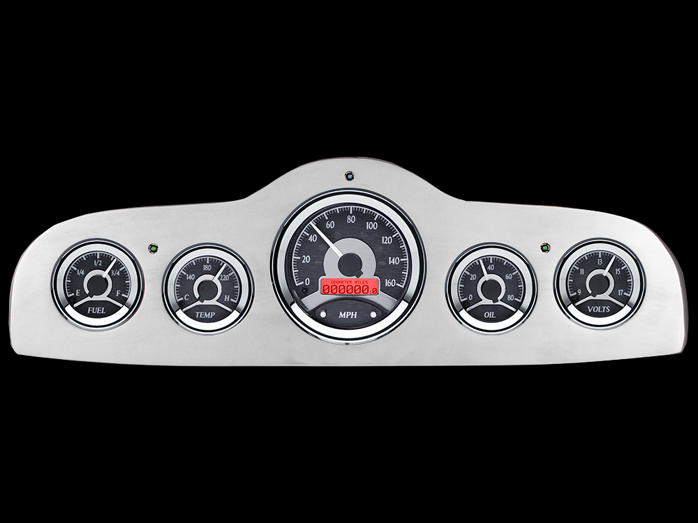 1949-1952 Pontiac Aluminum Gauge Panel w/ Dakota Digital VHX-1050 Black Alloy Gauges - Image 5