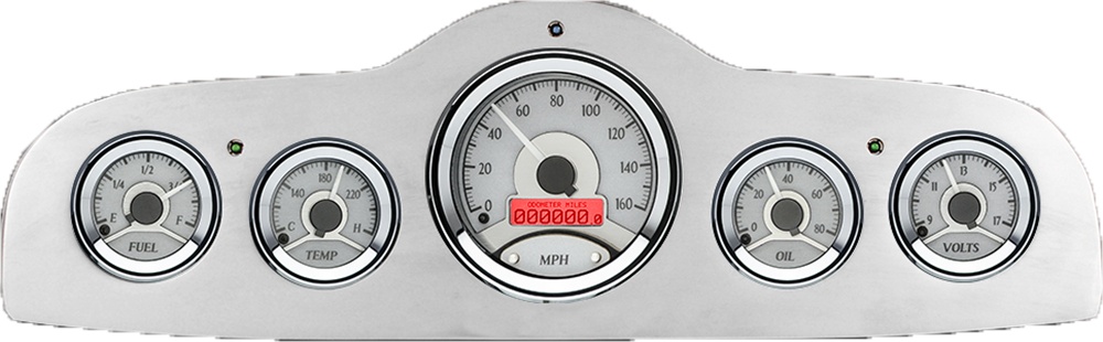 1949-1952 Pontiac Aluminum Gauge Panel w/ Dakota Digital VHX-1050 Silver Alloy Gauges - Image 5