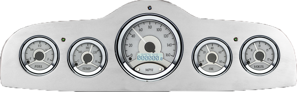 1949-1952 Pontiac Aluminum Gauge Panel w/ Dakota Digital VHX-1050 Silver Alloy Gauges - Image 3