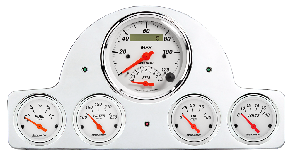 1951-1952 Oldsmobile Aluminum Gauge Panel w/ Auto Meter Street Rod Series Gauges (Speedo/Tach) - Image 5