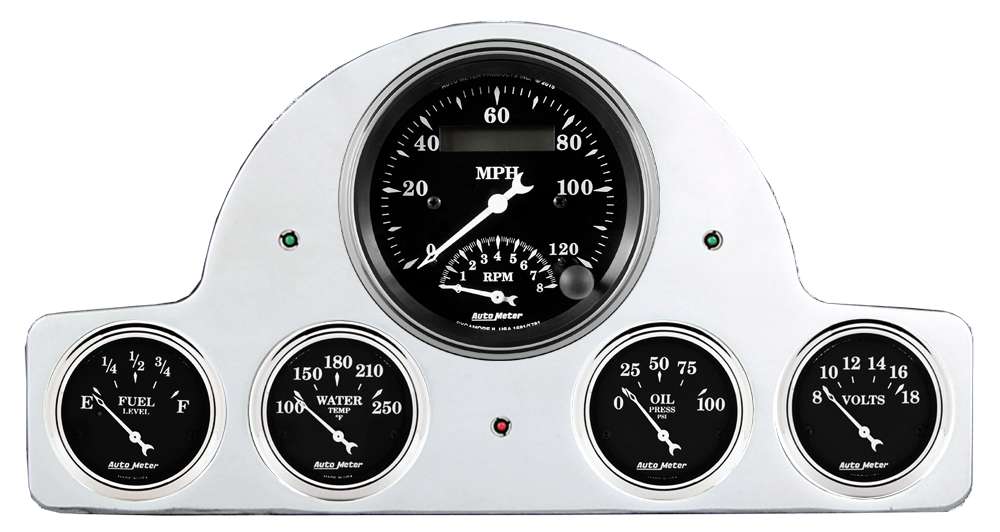 1951-1952 Oldsmobile Aluminum Gauge Panel w/ Auto Meter Street Rod Series Gauges (Speedo/Tach) - Image 7