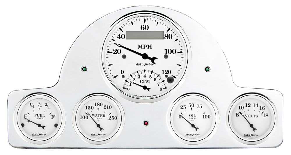 1951-1952 Oldsmobile Aluminum Gauge Panel w/ Auto Meter Street Rod Series Gauges (Speedo/Tach) - Image 9