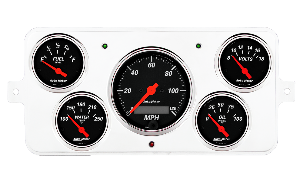 1940-1949 International Truck Aluminum Gauge Panel w/ AutoMeter Street Rod Series Gauges - Image 3
