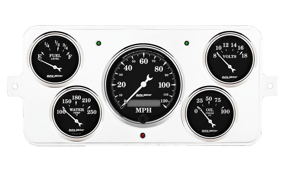 1940-1949 International Truck Aluminum Gauge Panel w/ AutoMeter Street Rod Series Gauges - Image 2