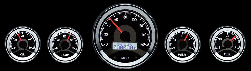 1949-1952 Pontiac Aluminum Gauge Panel w/ Dakota Digital VHX-1050 Black Alloy Gauges - Image 2