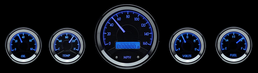 1949-1952 Pontiac Aluminum Gauge Panel w/ Dakota Digital VHX-1050 Black Alloy Gauges - Image 4