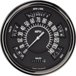 1949-1950 Chevy Car Black "ClassicLine" Six-Instrument Package By Classic Instruments