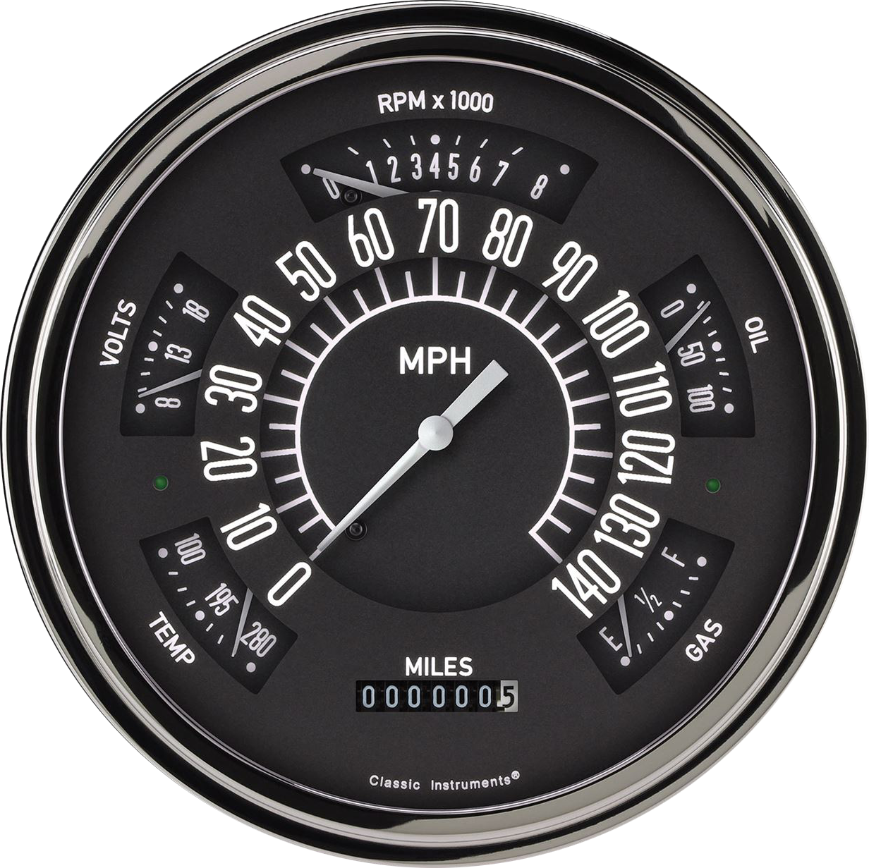 1949-1950 Chevy Car Black "ClassicLine" Six-Instrument Package By Classic Instruments