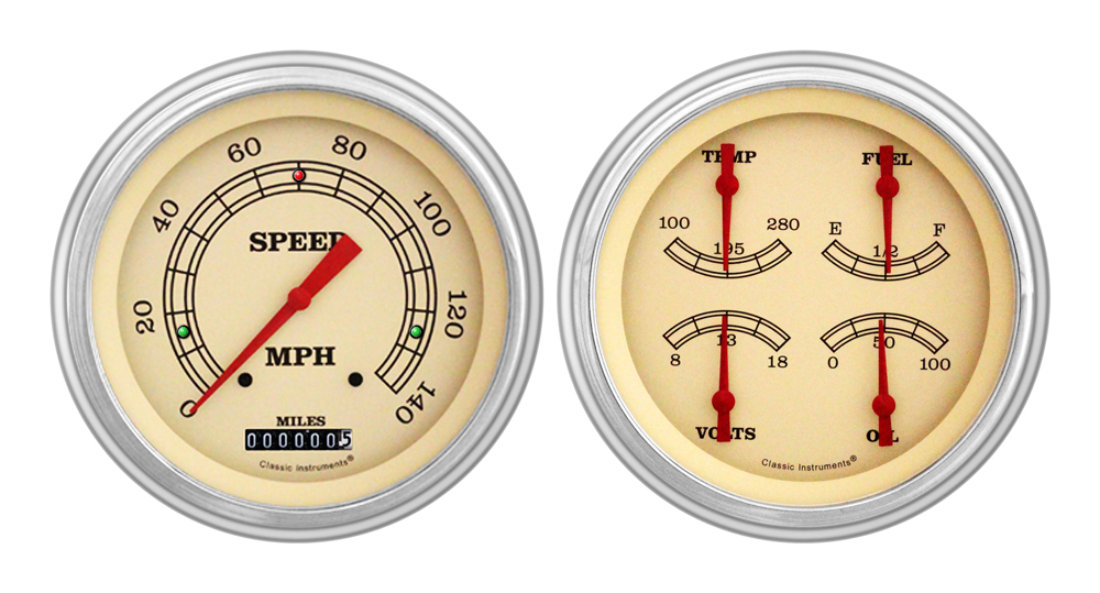 1951-1952 Chevy Car Billet Aluminum Adapter Panels w/ Classic Instruments Gauges - Image 4