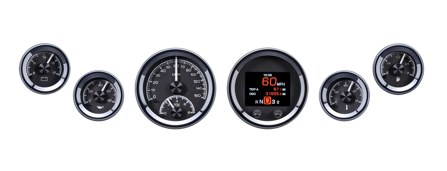 HDX-2060-K Dakota Digital 3 3/8" & 2 1/16" HDX Gauge Kit (black)