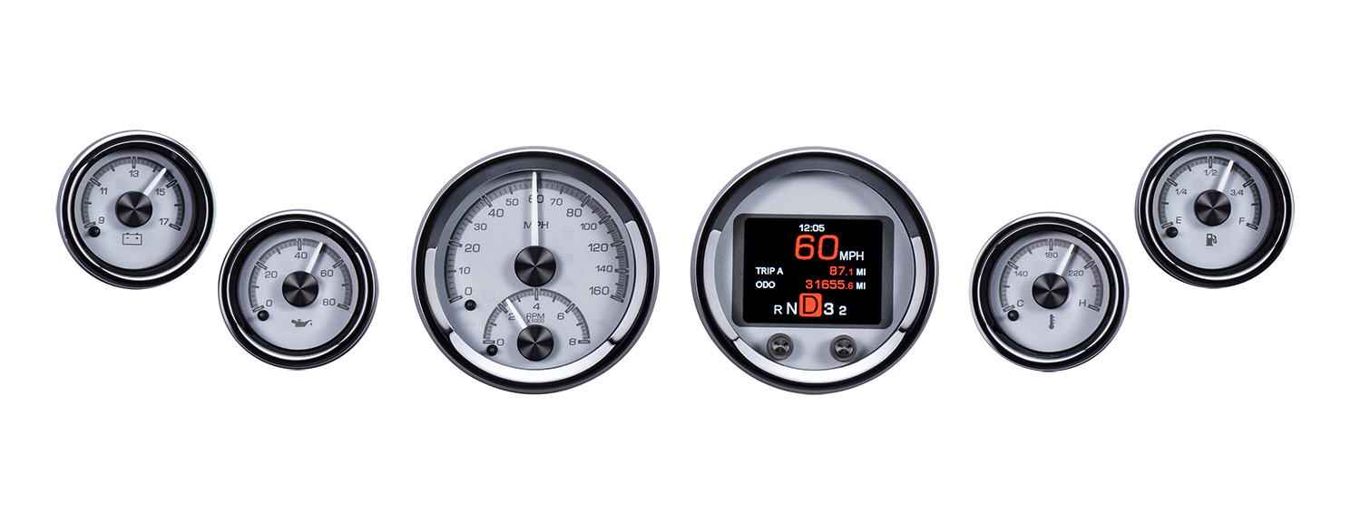 HDX-2060-K Dakota Digital 3 3/8" & 2 1/16" HDX Gauge Kit (silver)