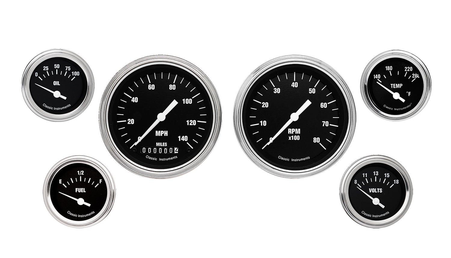 HR01SLF Classic Instruments Hot Rod 6 Gauge Kit (3 3/8" & 2 1/8")