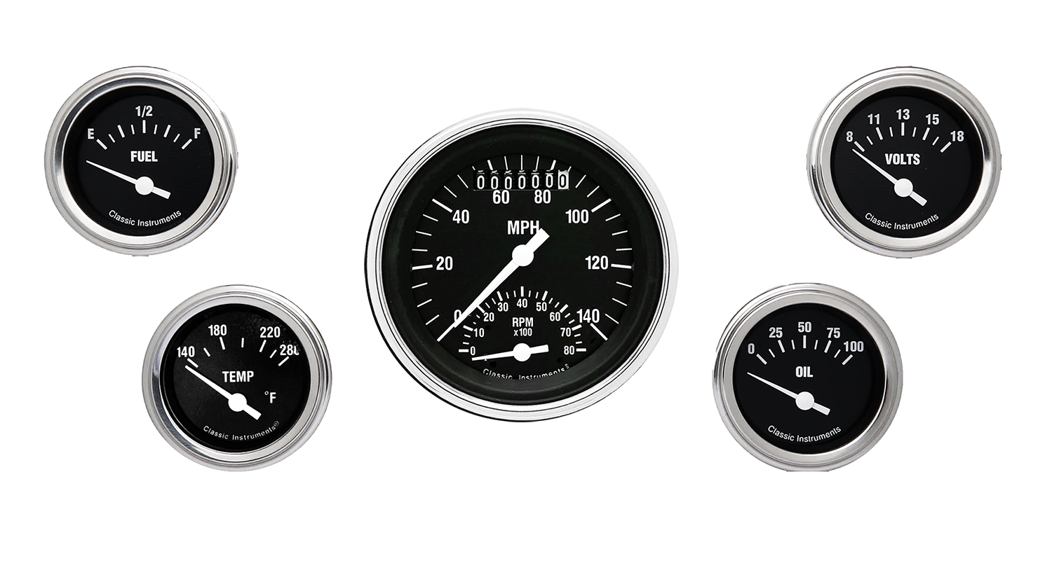 HR35SLF Classic Instruments Hot Rod 5 Gauge Kit (3 3/8" & 2 1/8")