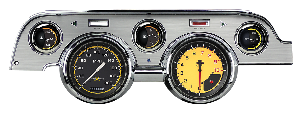 1967-1968 Mustang Package by Classic Instruments (AutoCross Yellow w/ brushed aluminum bezel)