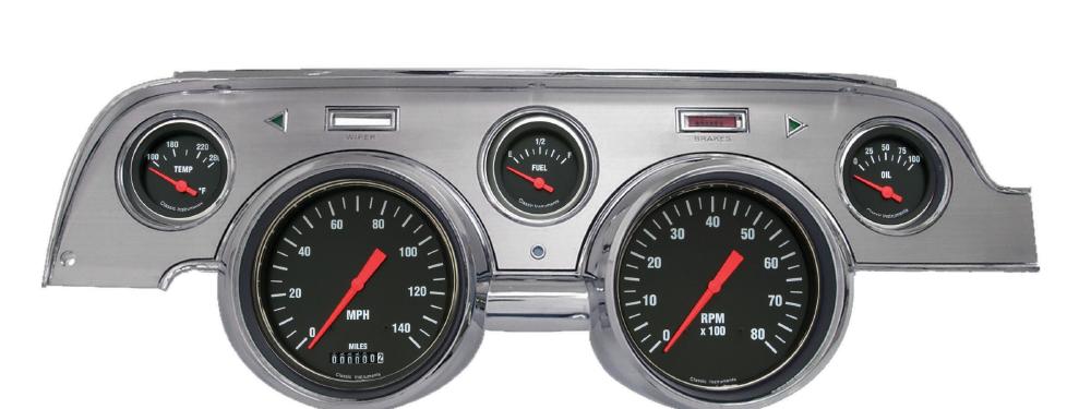 1967-1968 Mustang Package by Classic Instruments (Hot Rod w/ brushed aluminum bezel)
