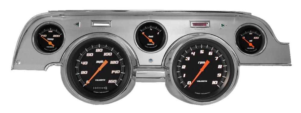 1967-1968 Mustang Package by Classic Instruments (Velocity Black w/ brushed aluminum bezel)