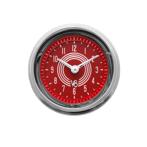 V8RS90SHC Classic Instruments 2 1/8" V8 Red Steelie Clock