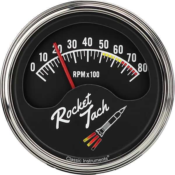 RT80SLF Classic Instruments 3 3/8" Rocket Tach Retro Style Tachometer - Image 2