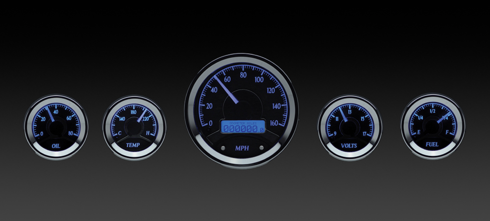 Dakota Digital Round Universal Analog 5 Gauge Kits Black Alloy (Choose lighting) - Image 2