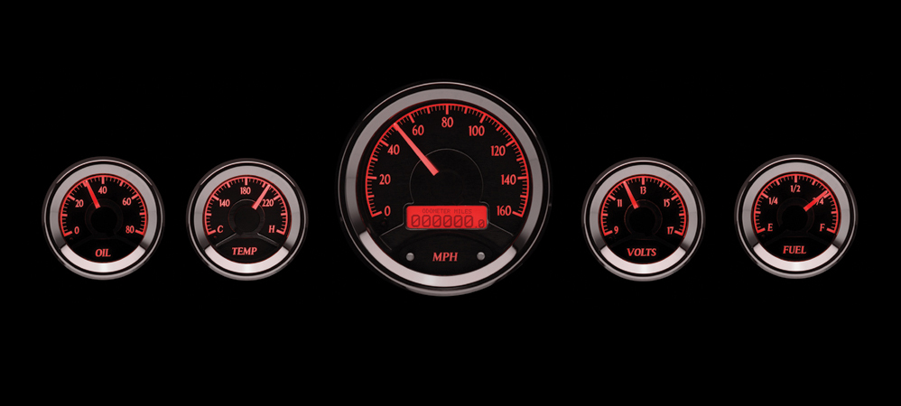 Dakota Digital Round Universal Analog 5 Gauge Kits Black Alloy (Choose lighting) - Image 4