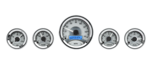 Dakota Digital Round Universal Analog 5 Gauge Kits Silver Alloy (Choose lighting)