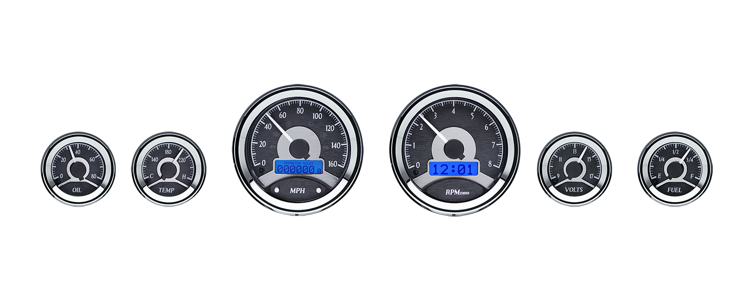 Dakota Digital Round Universal Analog 6 Gauge Black Alloy Kits (Choose lighting) - Image 3