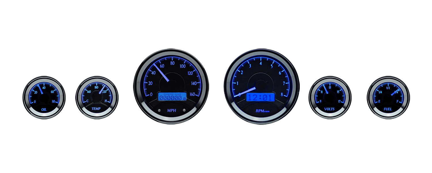 Dakota Digital Round Universal Analog 6 Gauge Black Alloy Kits (Choose lighting) - Image 4