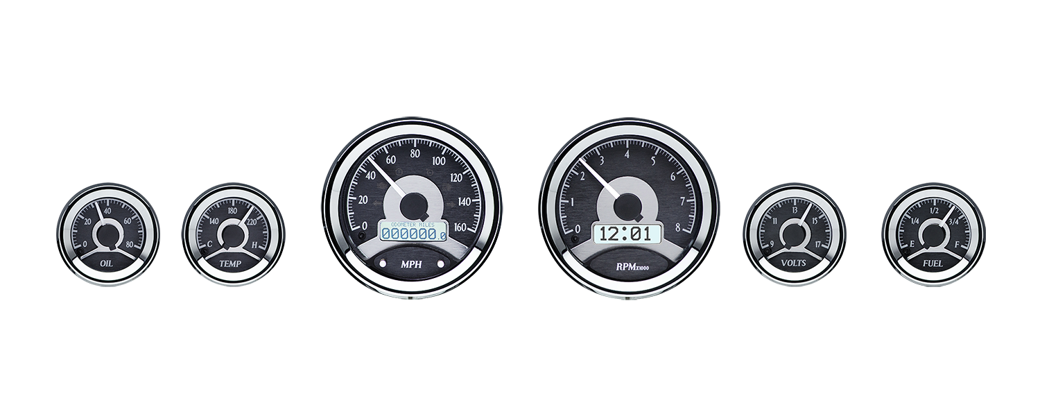 Dakota Digital Round Universal Analog 6 Gauge Black Alloy Kits (Choose lighting) - Image 5