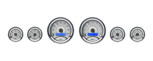 Dakota Digital Round Universal Analog 6 Gauge Silver Alloy Kits (Choose lighting)