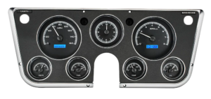 1967-1972 Chevy Pickup Direct Fit VHX Instruments by Dakota Digital - Black Alloy w/ Blue Lighting