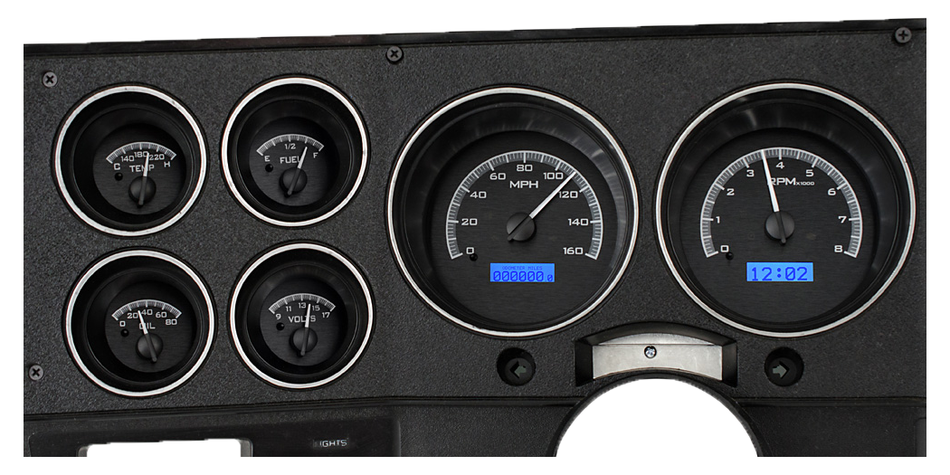 1973-1987 Chevy / GMC Pickup Dakota Digital VHX Instruments - Black Alloy w/ Blue Lighting