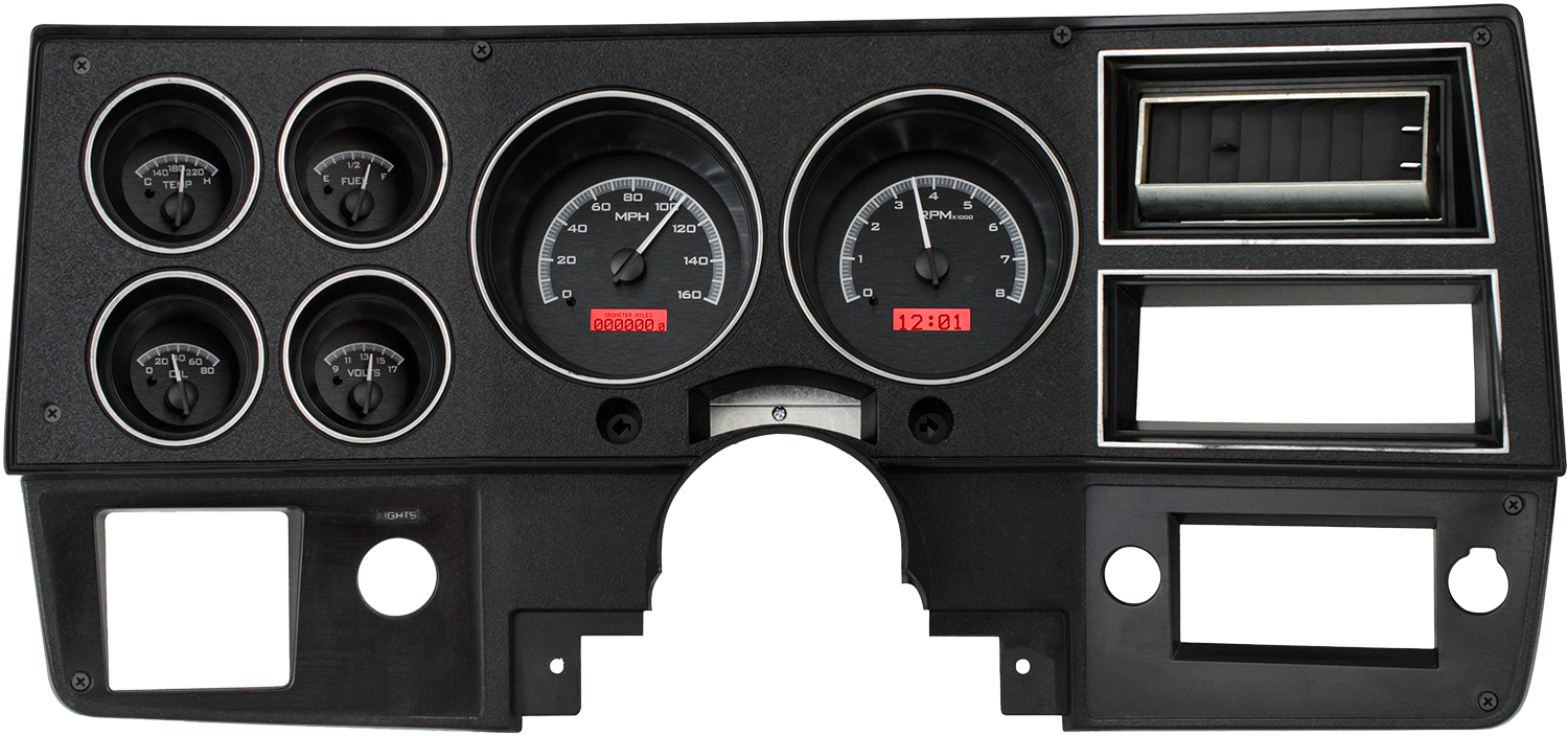1973-1987 Chevy / GMC Pickup Dakota Digital VHX Instruments - Black Alloy w/ Red Lighting