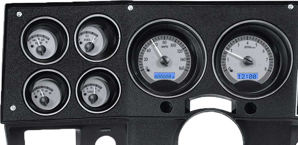 1973-1987 Chevy/GMC Pickup VHX Instruments - Silver Alloy w/ Blue Lighting