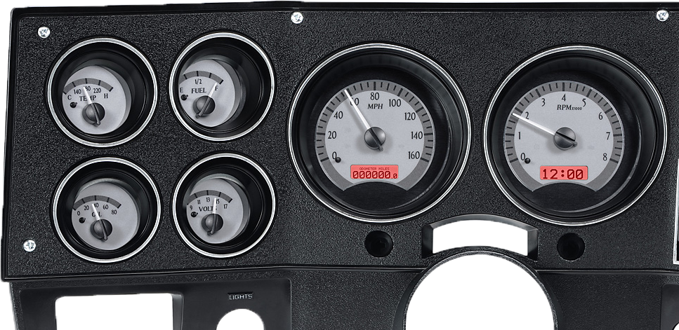 1973-1987 Chevy/GMC Pickup VHX Instruments - Silver Alloy w/ Red Lighting