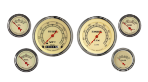 VT01SLF Classic Instruments Vintage 6 Gauge Kit (3 3/8" & 2 1/8")